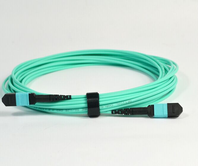 2M MTP 10G OM3 50/125 Multimode Fiber Optic Trunk Cable, 8 Fiber, Polarity B, Female-Female, LSZH-Aqua, Bunch, 40GBASE-SR4 Interconnect Solution