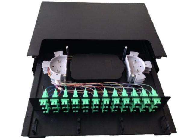 Fiber Optic Patch Panel  36 Fibers SC/APC coupler, 2U, with all accessories (3 pecs SC/APC SM 12 fiber  integrated colored  pigtail /G652,Φ0.9,1.5m, 36 pecs SC/APC simplex  adaptor, Spiral tubes, heat shrinks and cassettes of 12core 3 pcs)