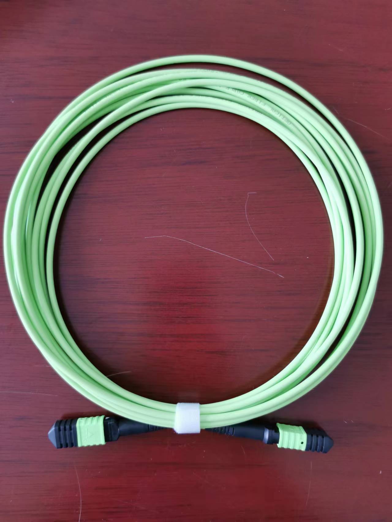 MPO OM5 2 MPO/PC 12 (FEMALE ) to 2 MPO/PC 12 (FEMALE), Fiber Trunk Cable ,24-Fiber, Type B, Key Up/Key Up, DUPLEX, Multi-mode, Lime green