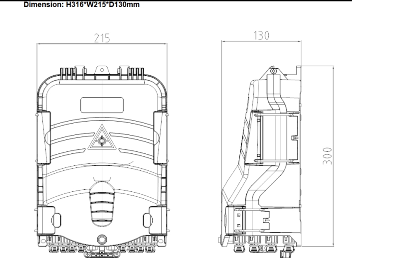 Internal cable routing and splitter configuration diagram for FAT box