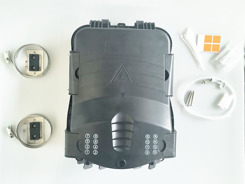 Package contents and pole mount accessories for fiber access hub