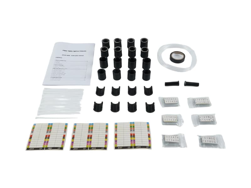 Fiber Access Terminal Package Contents including pole mount clamps, screws, and zip ties