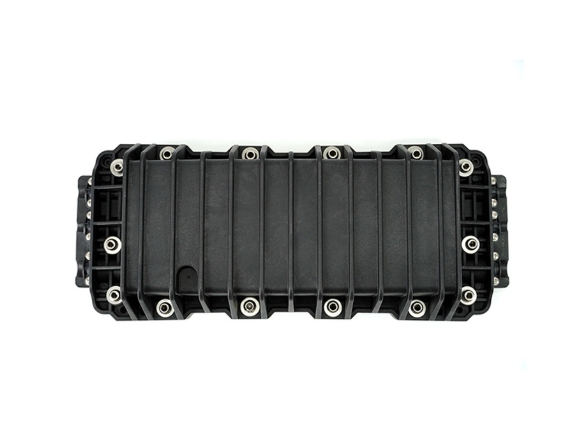 Stacked PC+ABS Splice Trays Inside GJS-6814-C Fiber Distribution Closure