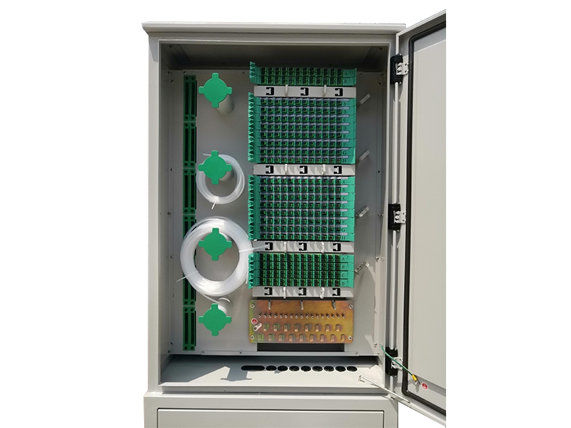 Simplex SC APC adapters  installed in FiberTech distribution cabinet